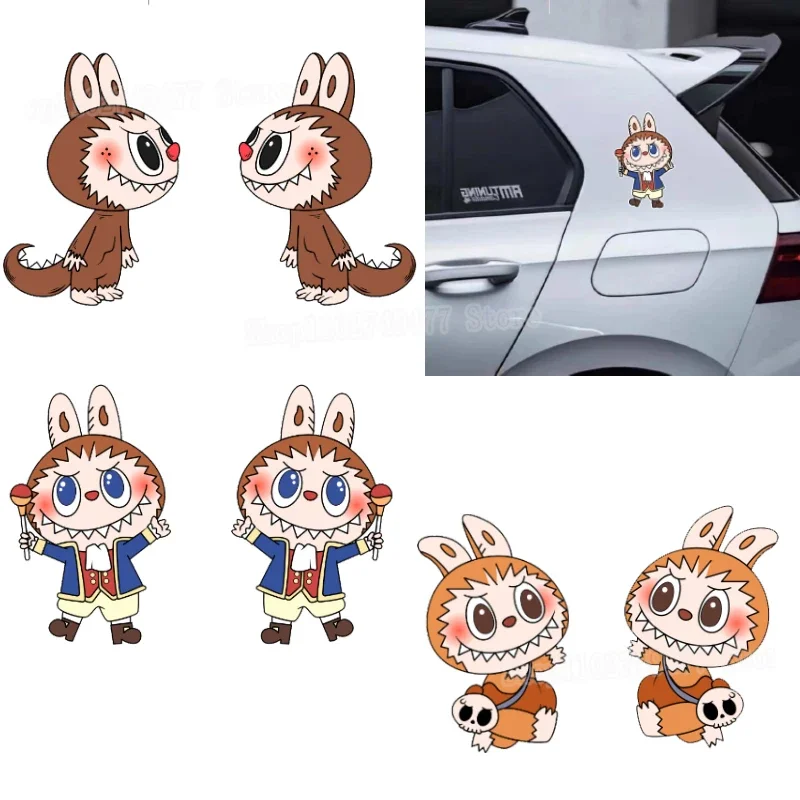 Cartoon LABUBU Car Stickers Cute Monster Personalized POP Mart Decoration Motorcycle Electric Car Fun Scratch Covering Stickers