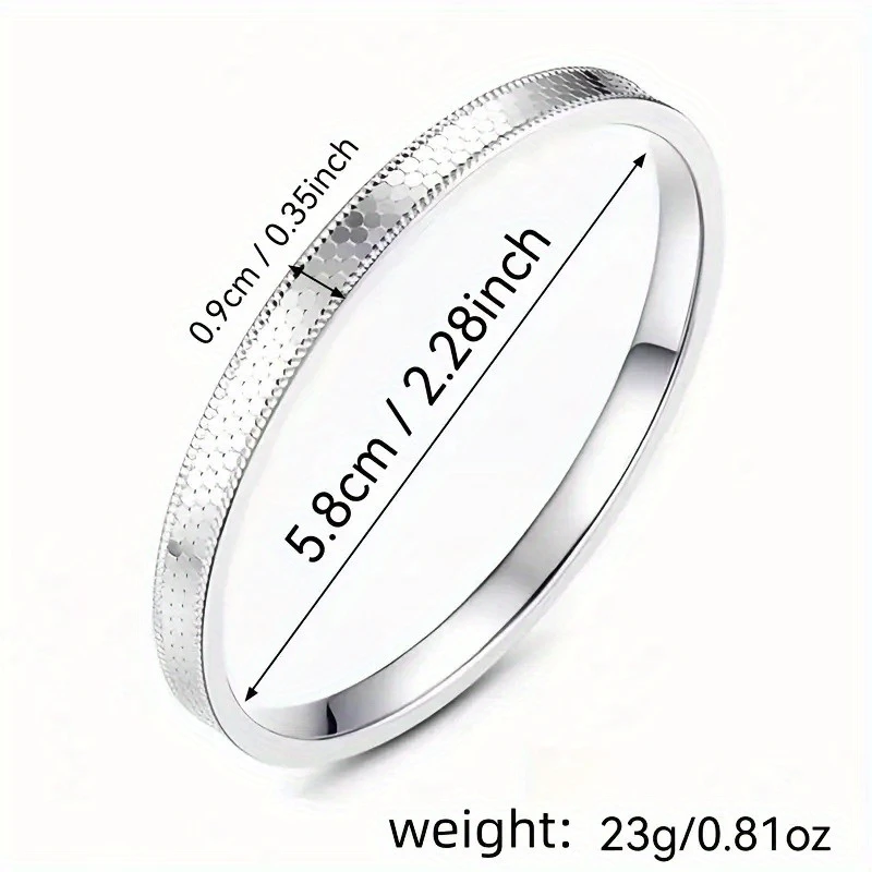 OUYADI 999 Sterling Silver Honeycomb Texture Closed Bangle For Women, 23G Solid Silver Plain Round Bracelet Fine Jewelry Gift