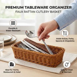 Kitchen Cutlery Storage Basket Handwoven Fork Spoon Chopsticks Storage Basket Kitchen Cutlery Bread/Vegetables Basket