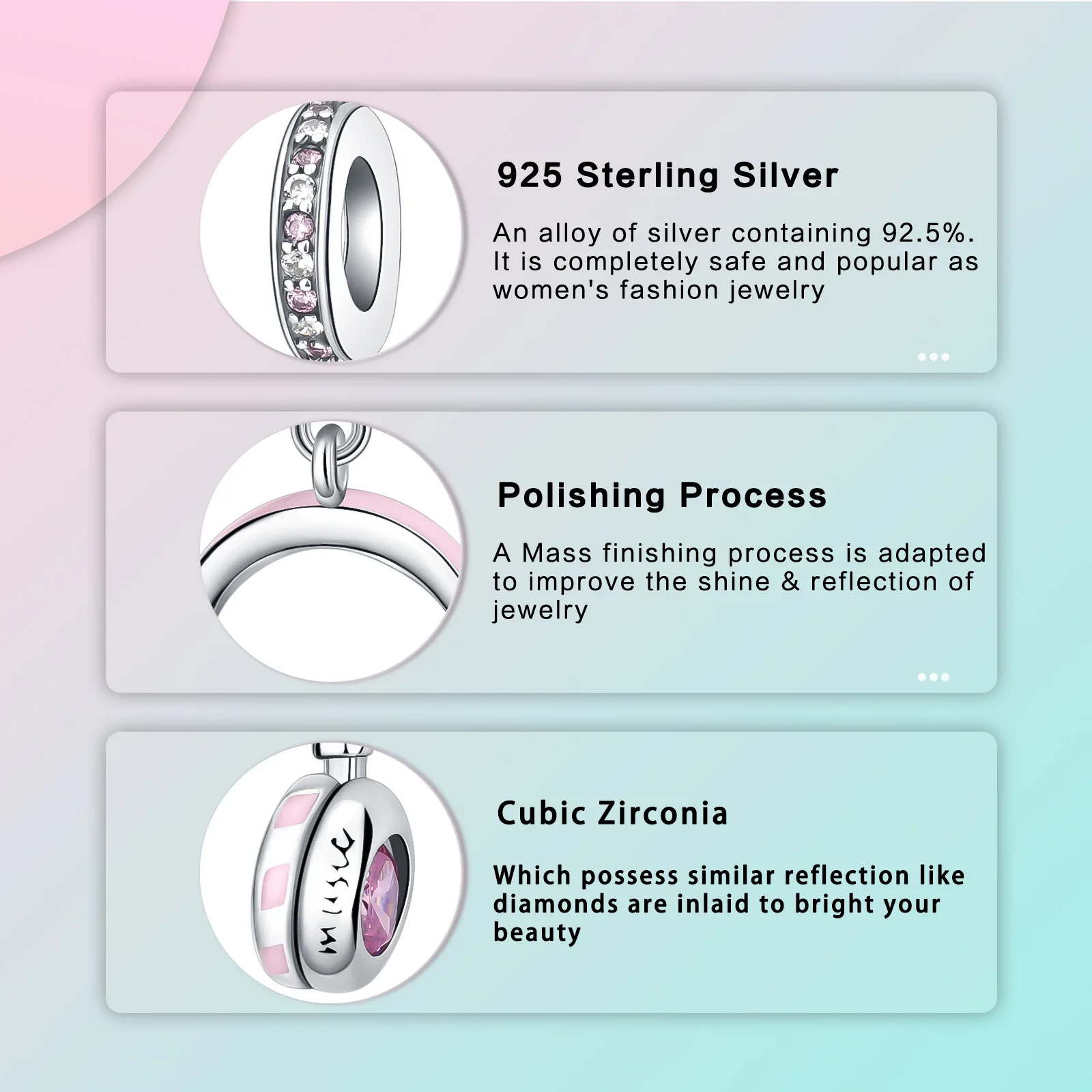 Abalorio de plata de ley 925 para auriculares, colgante de diamante rosa, compatible con pulseras Pandora originales, regalo de joyería artesanal para mujer