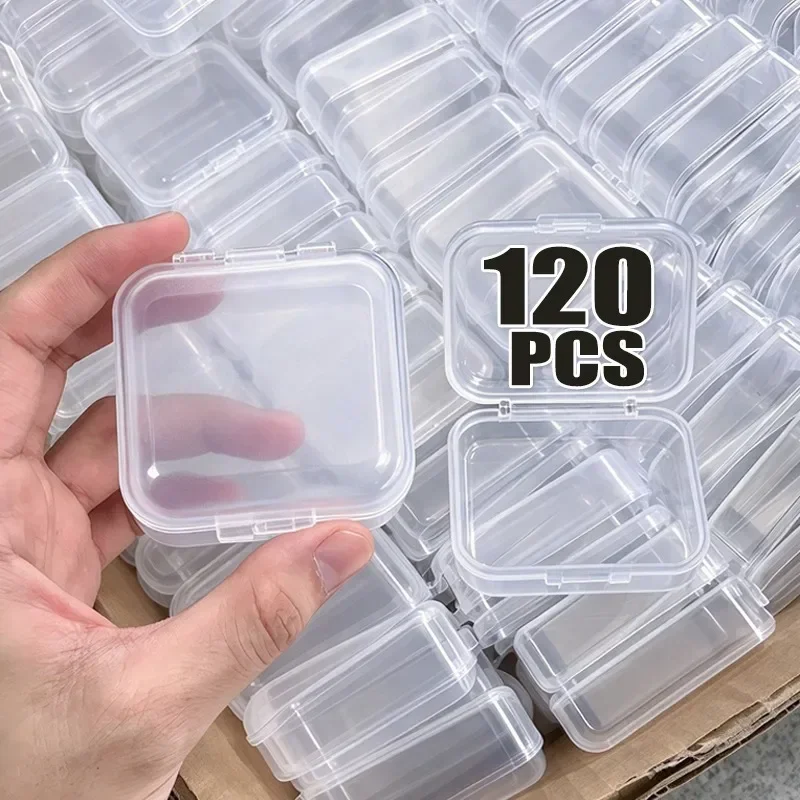 Mini Plastic Transparent PP 3.5/4.5cm Square Boxes Portable DIY Bead Small Items Storage Box Jewelry Packaging Case Wholesale