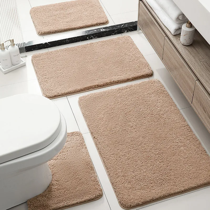 

4PC modern style hotel shower room door mat U-shaped floor mat bathroom absorbent carpet bathtub anti slip foot mat 4-piece set