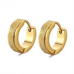 Stainless Steel Womens Hoop Earrings for Men Ear Piercings Hypoallergenic 20G Texture Ear Studs for Jewelry Accessories