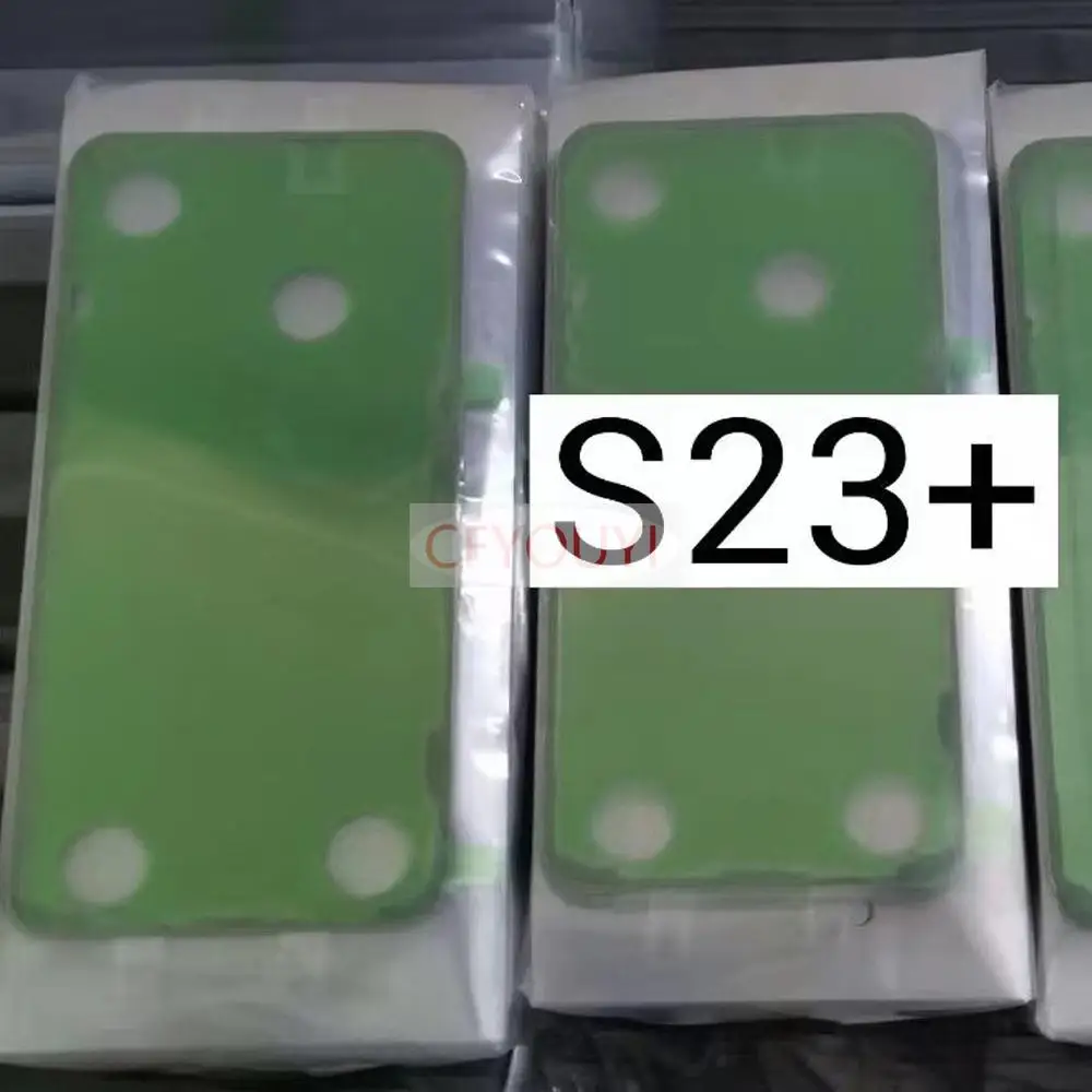 

100 шт./лот, клейкая наклейка на заднюю батарейку для Samsung Galaxy S23 + Plus S916, наклейка на заднюю крышку, часть
