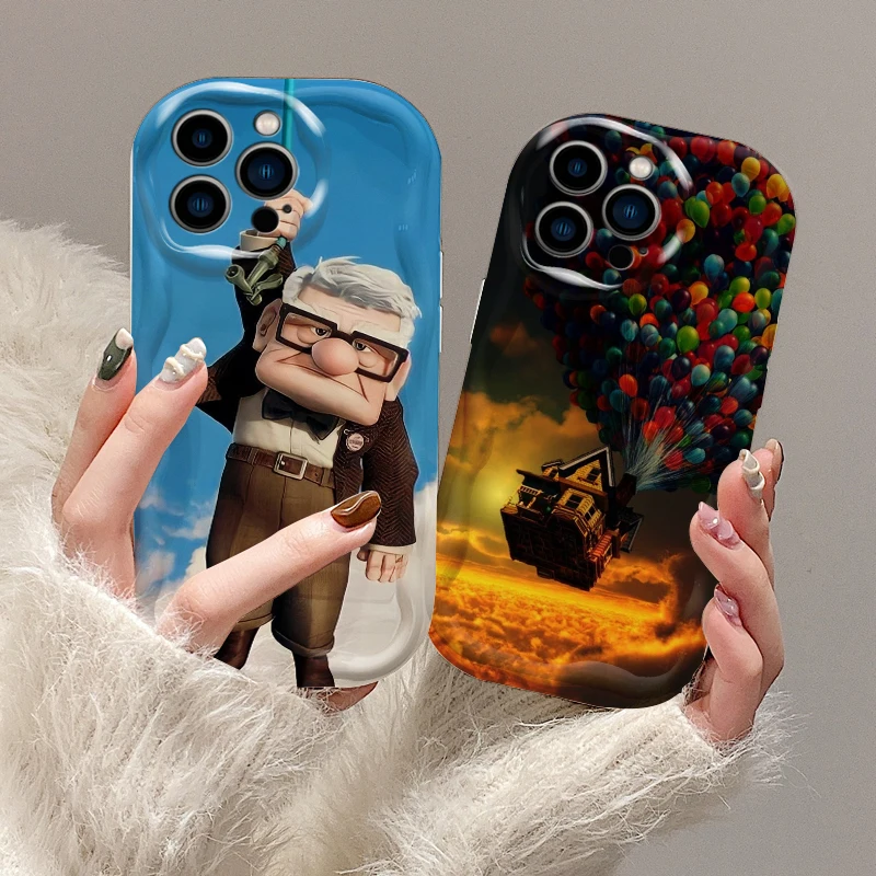 Up Cartoon Cute For Apple iPhone 15 14 13 12 11 XS XR X Pro Max Plus Wave Oil Cover Phone Case