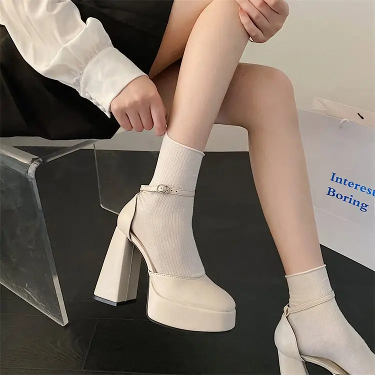 Platform High Heels for Women Lolita Mary Janes Shoes 2024 autumn New Ladies Round Toe Buckle Strap Pumps Elegant Female Shoes