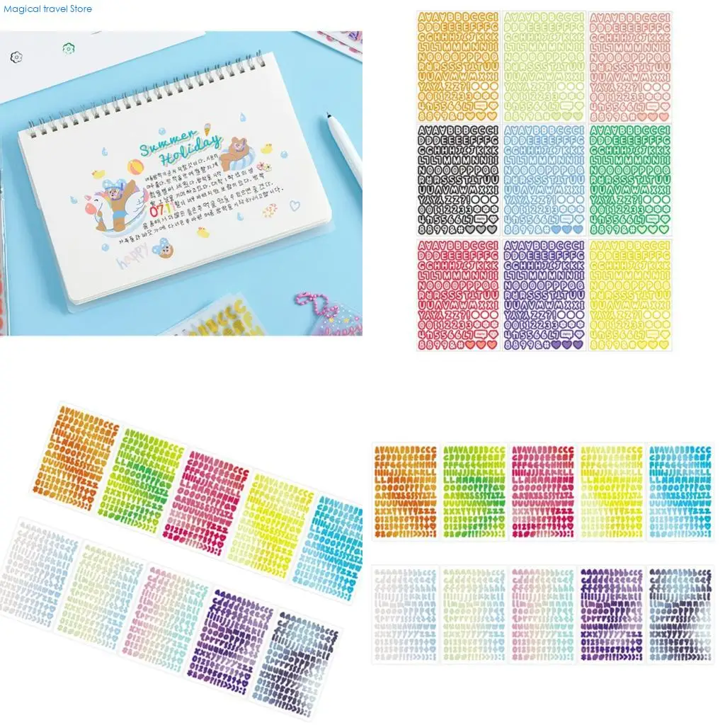 N2UB Journal Sticker Adhesive Letter Number Sticker Waterproof PVC Label For Notebook Planner Laptop Cover Phone Case Luggage