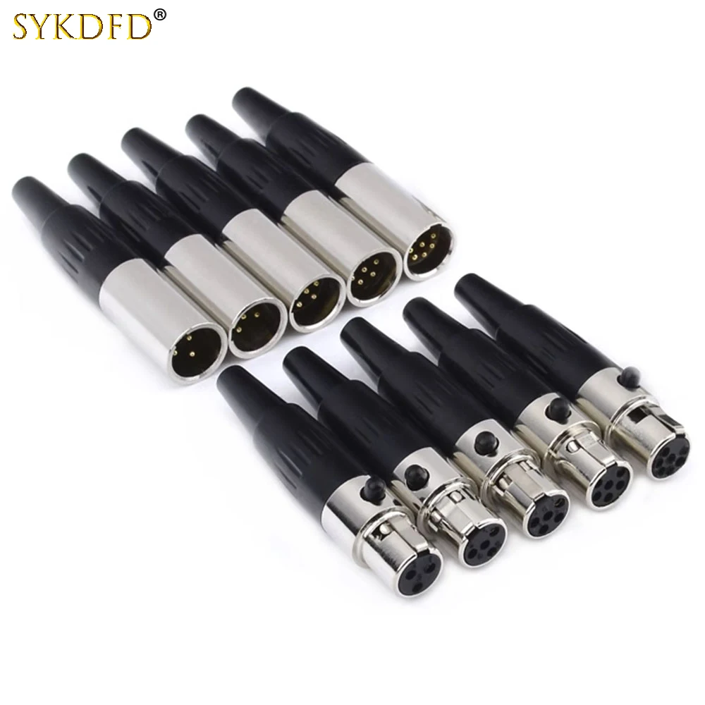 1Set Mini XLR 3/4/5/6 Pins Male/Female Plug Small XLR Audio Microphone Connector MIC for Cable Soldering Straight