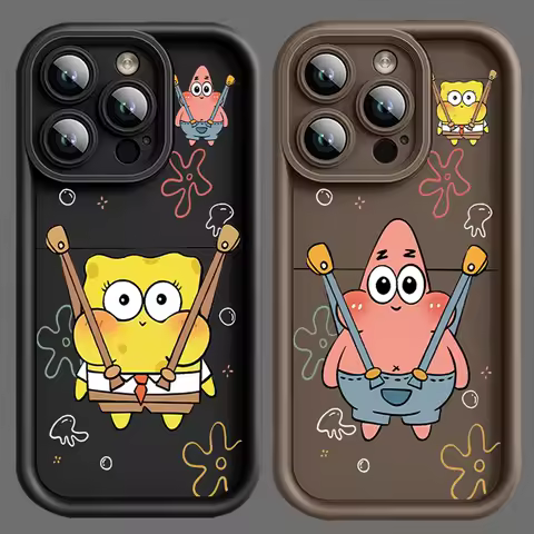 Cartoon SpongeBobs Soft Case for Samsung Galaxy S23 S22 S21 Ultra Plus S20 FE A54 A53 A52 A52S A51 A50 A50S A34 A33 A32 5G Cover