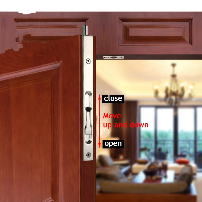 Stainless steel concealed door bolt 4/6/8/10 inch security latch sliding door lock bathroom bolt dustproof fittings