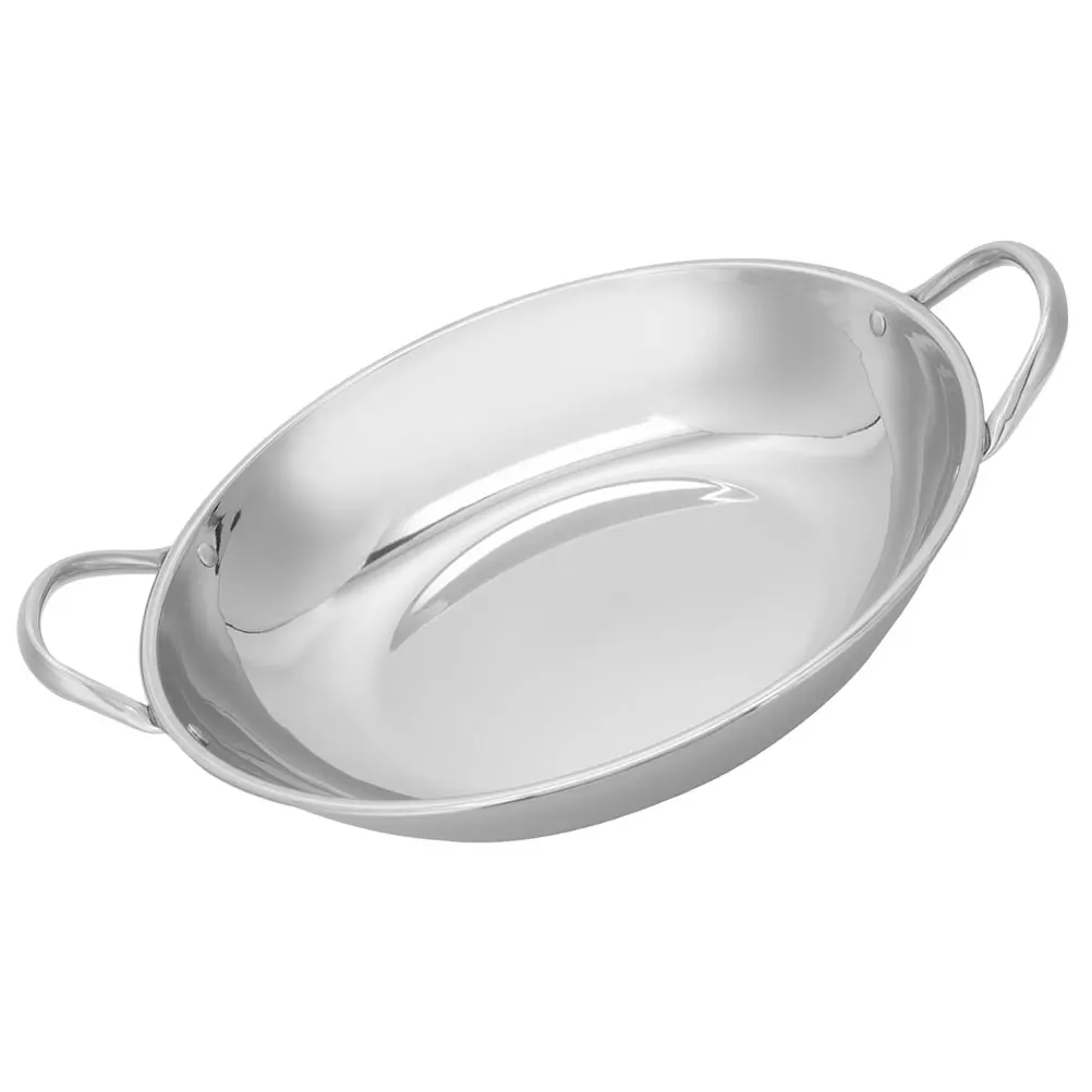 

Stainless Steel Cooking Wok Double Handle Heat Resistant Kitchen Pan Multi- Cookware For Hot Pot Seafood Stew