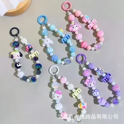 Cute Sanrio Hello Kitty Kuromi Mobile Phone Hanging Chain Anime Toys Keychain Cute Women Bags Pendant Keyring Girls Gift