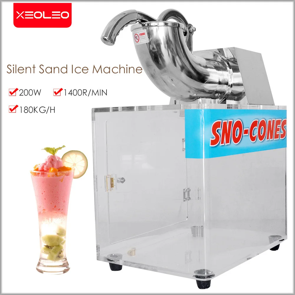 XEOLEO Commercial Snow Cone Machine Ice Crusher Snowflake Ice Machine 200W  Automatic Double Blades Shaver Ice Snow Cone Maker