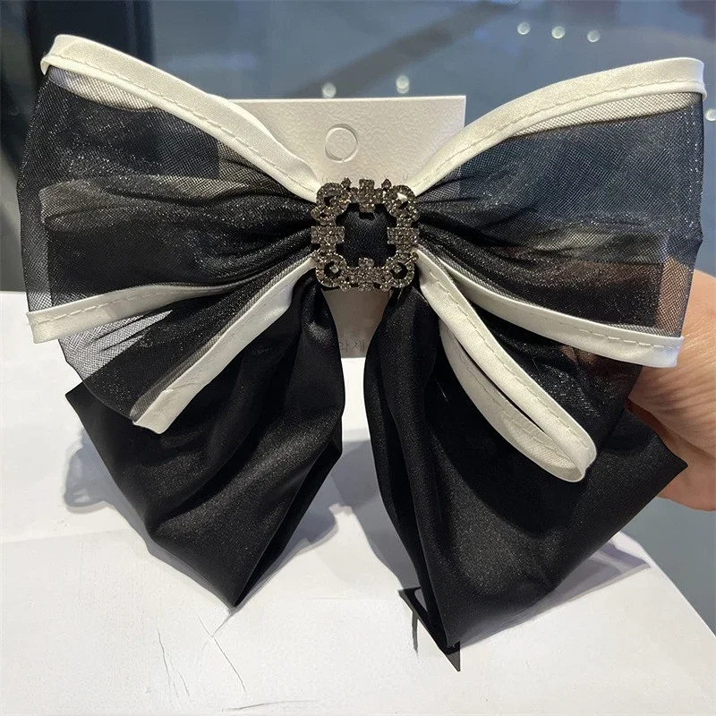 

Large Black Hair Clip Mesh Bow Shark Teeth Design for Women pin Claw Back of Head Butterfly Knot Accessorries