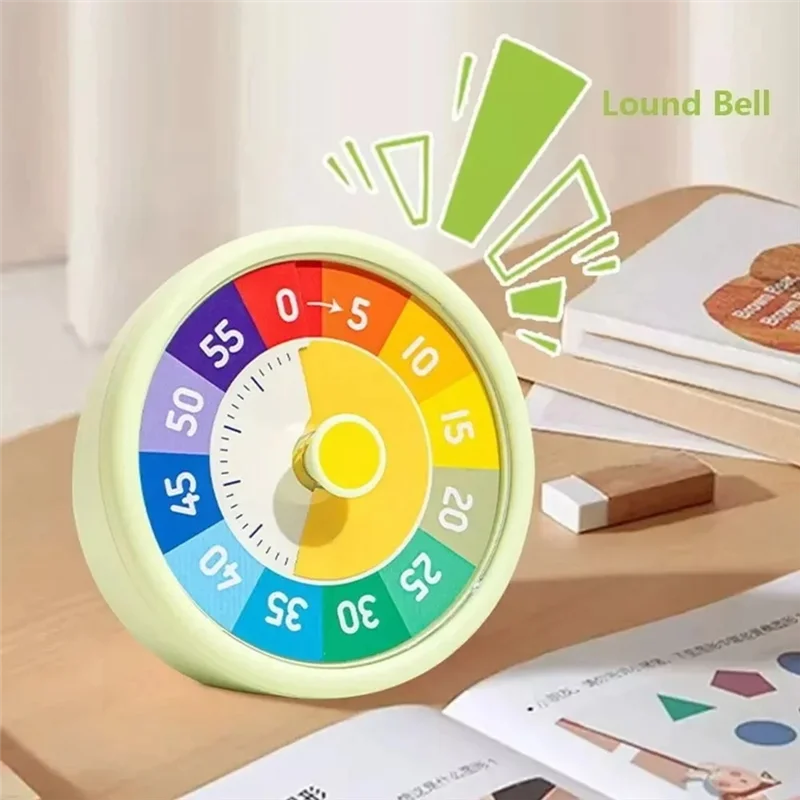ABBP-Kitchen Cooking Countdown Timer Colorful Visual Timer Manual Rotation Timer Silent Children Classroom Learning Stopwatch