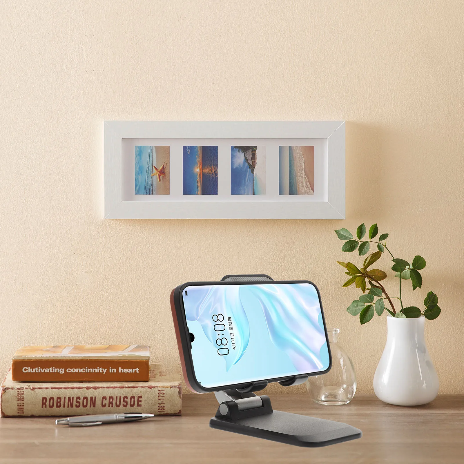 

Adjustable Phone Holder Foldable Cell Phone Stand Portable Desk Bed Silica Gel for Office Home Dorm School Use Practical Thin