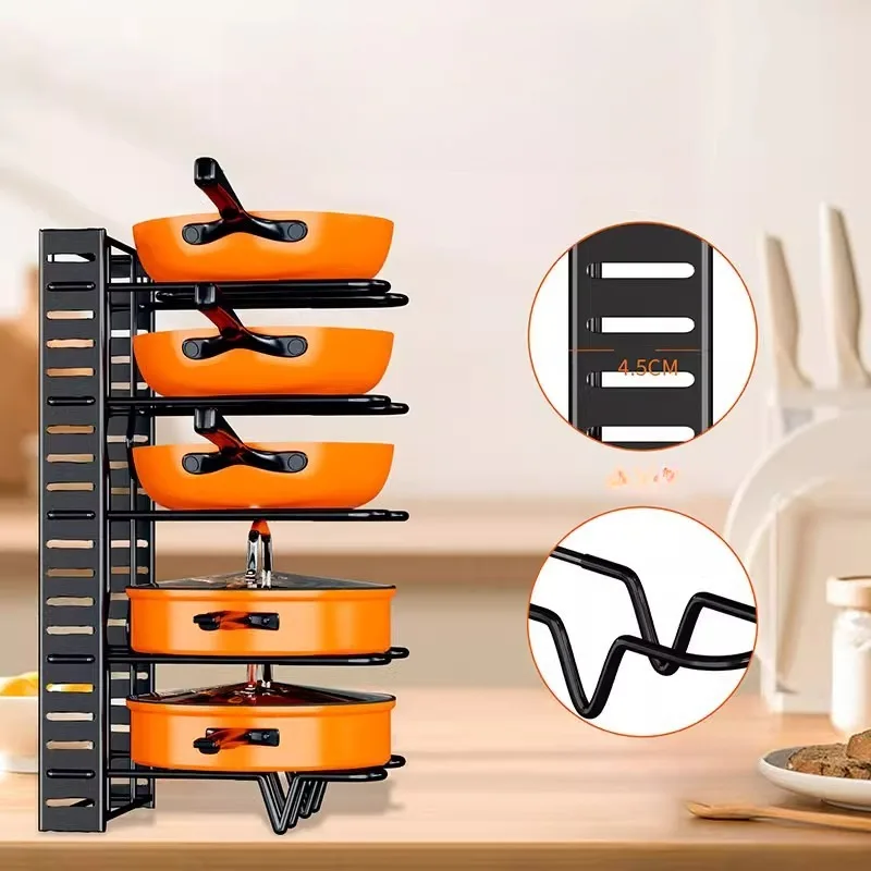 

Pot Organizer Rack 5 Tiers Pots and Pans Organizer Pot Lid Organizer for Kitchen Cabinet Cookware Organizers and Storage Upgrad