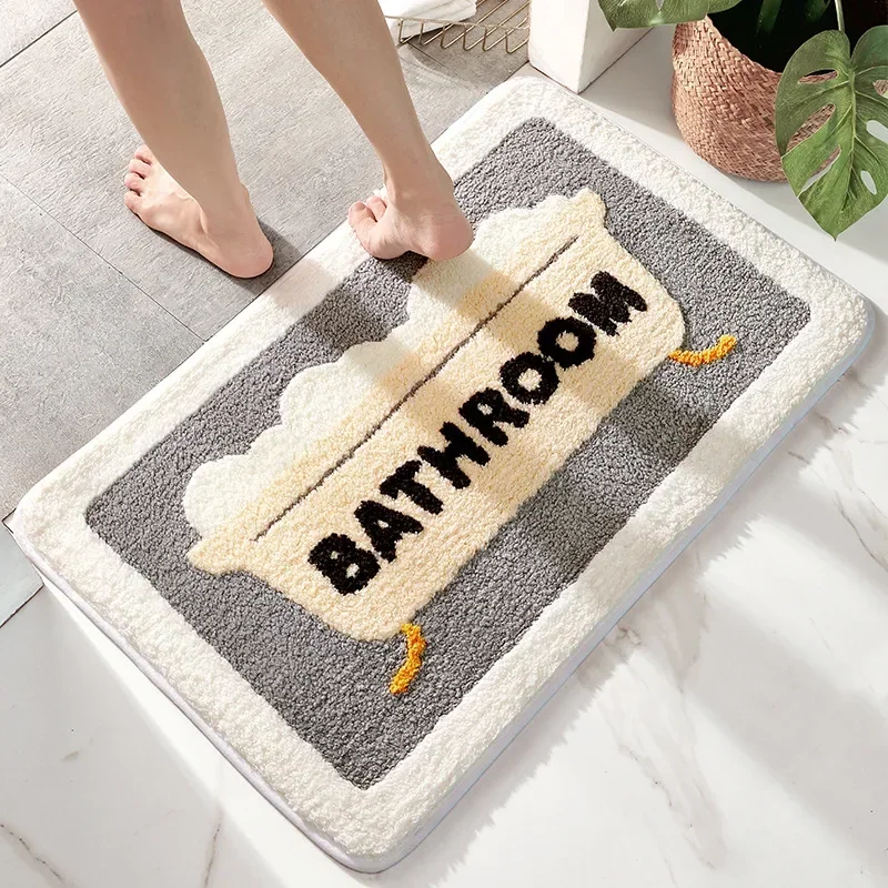 Bath Mat Non Slip Soft Faux Wool Rug Quick Dry Dirt Resistant Bathroom Carpet for Shower Tub Toilet Home Floor Mat view 3