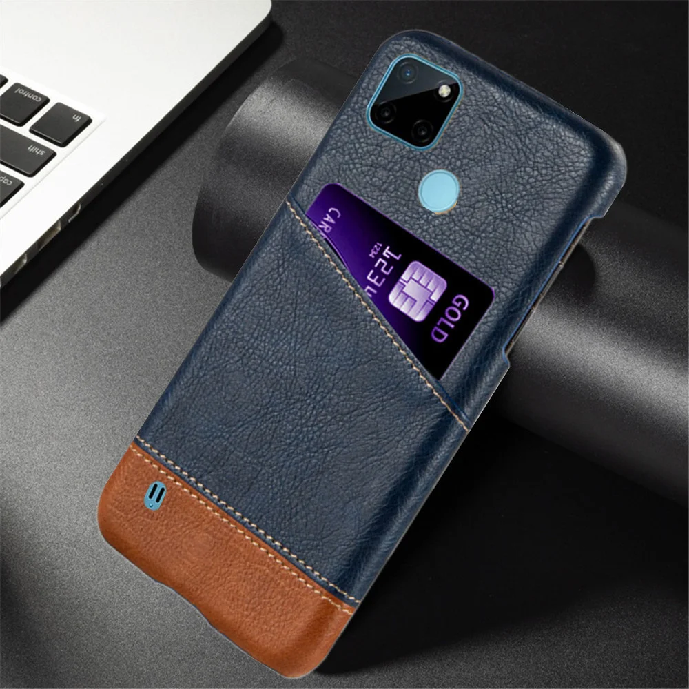 Luxury Case For Cover OPPO Realme C21Y Case Mixed Splice PU Leather Card Slots Holder Cover For Realme C21Y C21 Y RMX3261