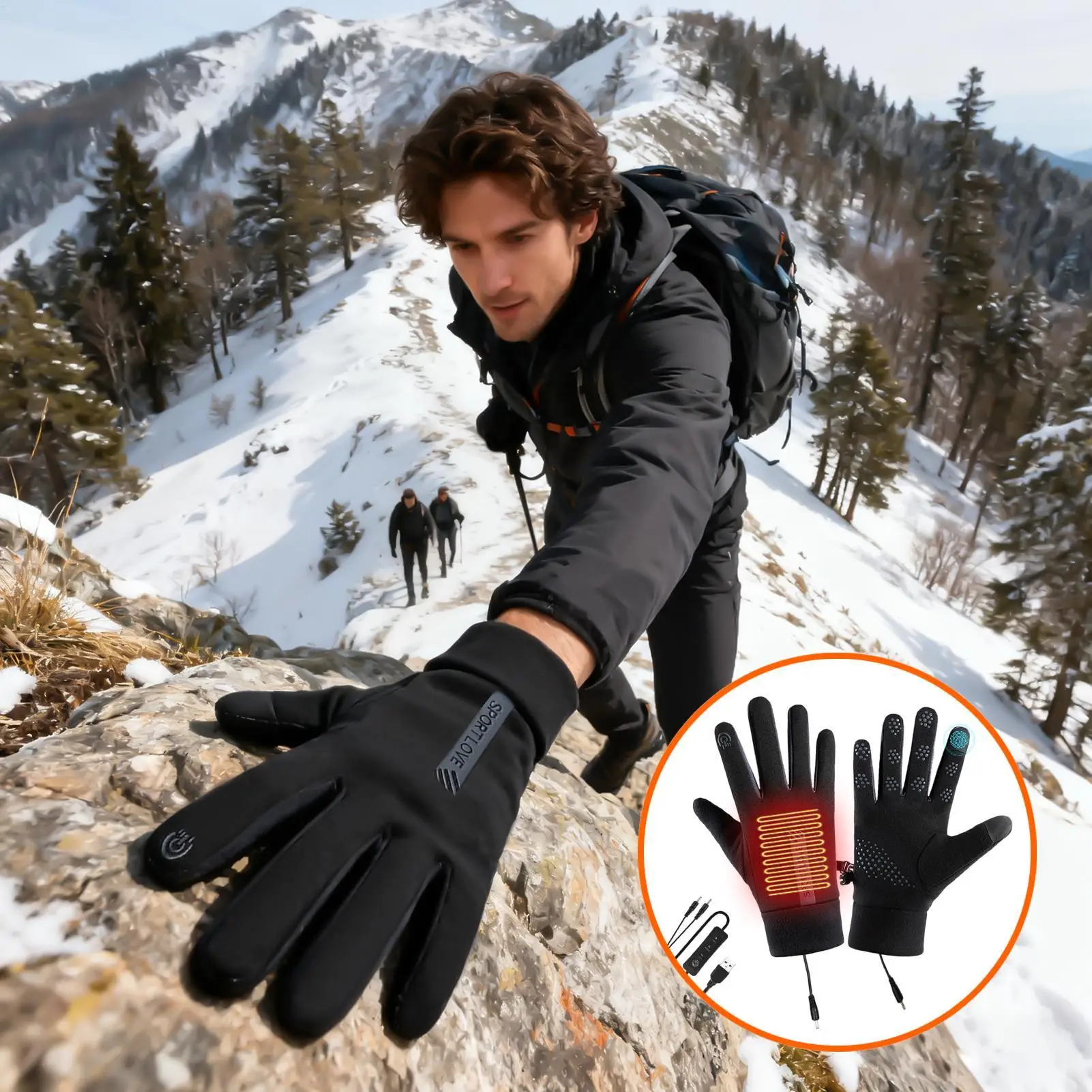 

Перчатки с электрическим подогревом USB, зимние электрические варежки, велосипедные перчатки для холодной погоды, нескользящие теплые перчатки с сенсорным экраном и подогревом