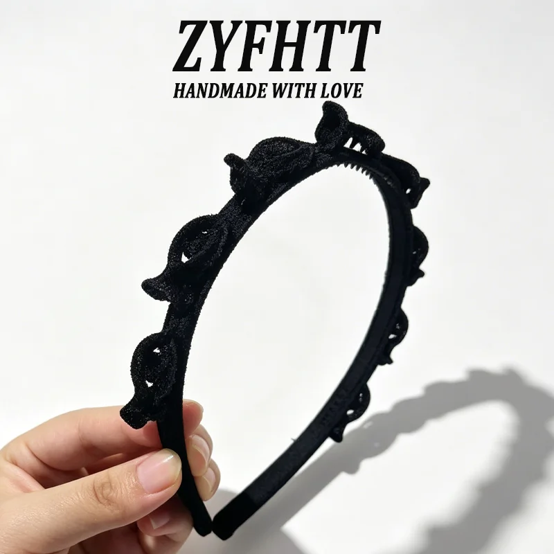 1/3 Stück ZYFHTT Rot-Schwarzes Beflocktes Geflochtenes Stirnband für Frauen Retro Vielseitiger Haarreif Modisches Mädchen-Stirnband Haaraccessoires – Detail 2