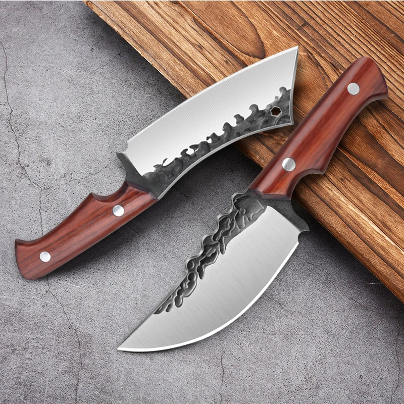 Hand Forged Boning Knife Meat Cleaver Butcher Cooking Utility Knife for Kitchen Chef Slicing Multi-purpose Knife with Sheath