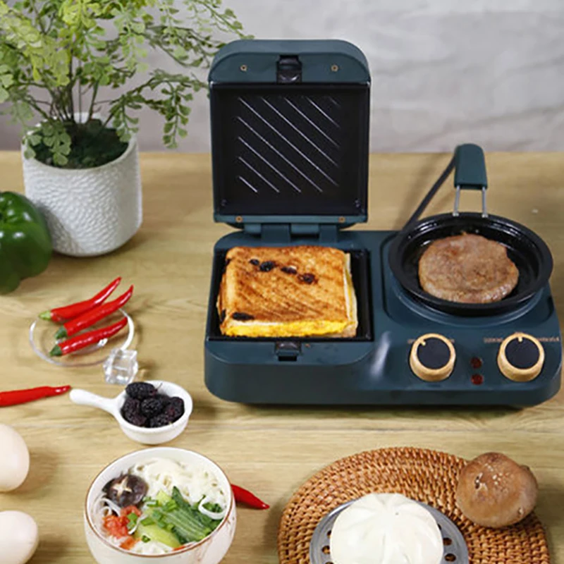 Máquina de desayuno eléctrica automática, electrodoméstico multifunción, cafetera para sándwich, Mini horno doméstico, sartén para freír, tostadora para parrilla