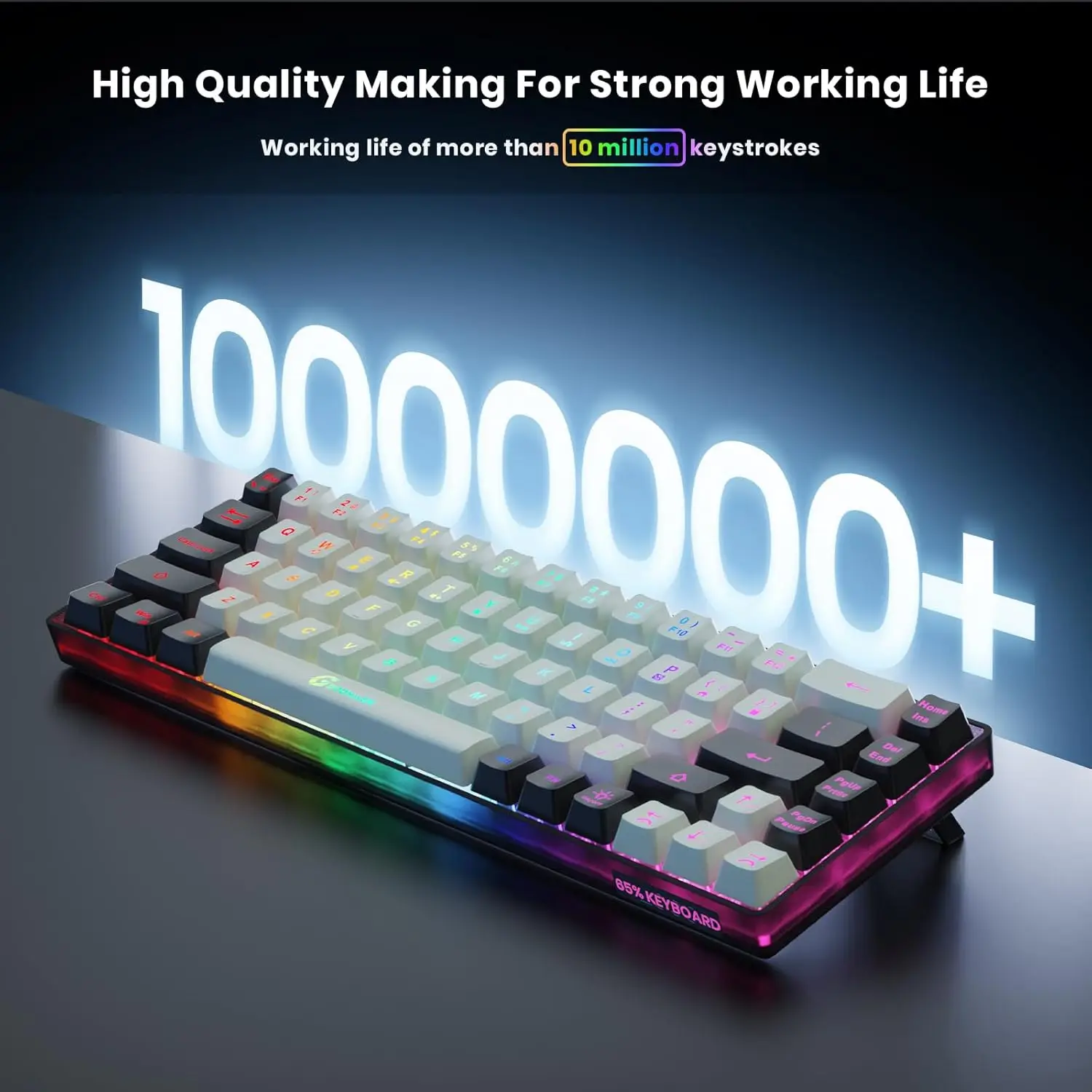 GEODMAER 65% Wireless Gaming Keyboard Rechargeable Backlit Gaming Keyboard 68 Keys Wireless Keyboard for PC Laptop Windows