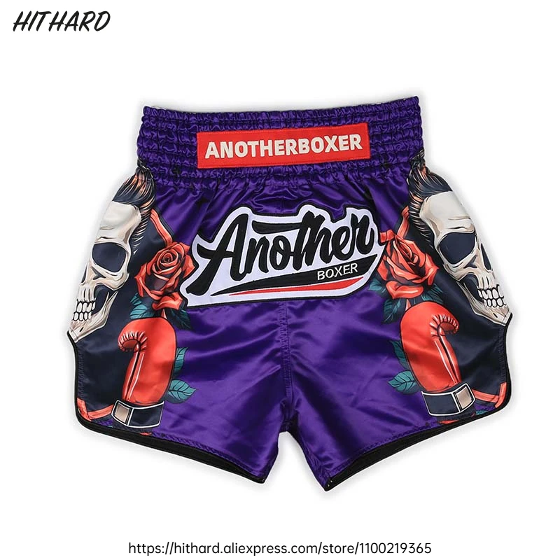 قصيرة الملاكمة التايلاندية الرجال النساء هيكل جمجمة السراويل ل الملاكمة التايلاندية MMA القتال التدريب السراويل تنفس الملاكمة ثي كيك بوكسينغ السراويل