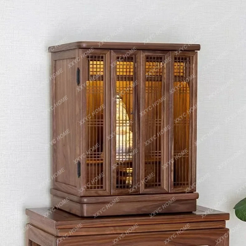 

L Black walnut shrine Buddha table wall hanging Buddha table with door shrine Buddha cabinet
