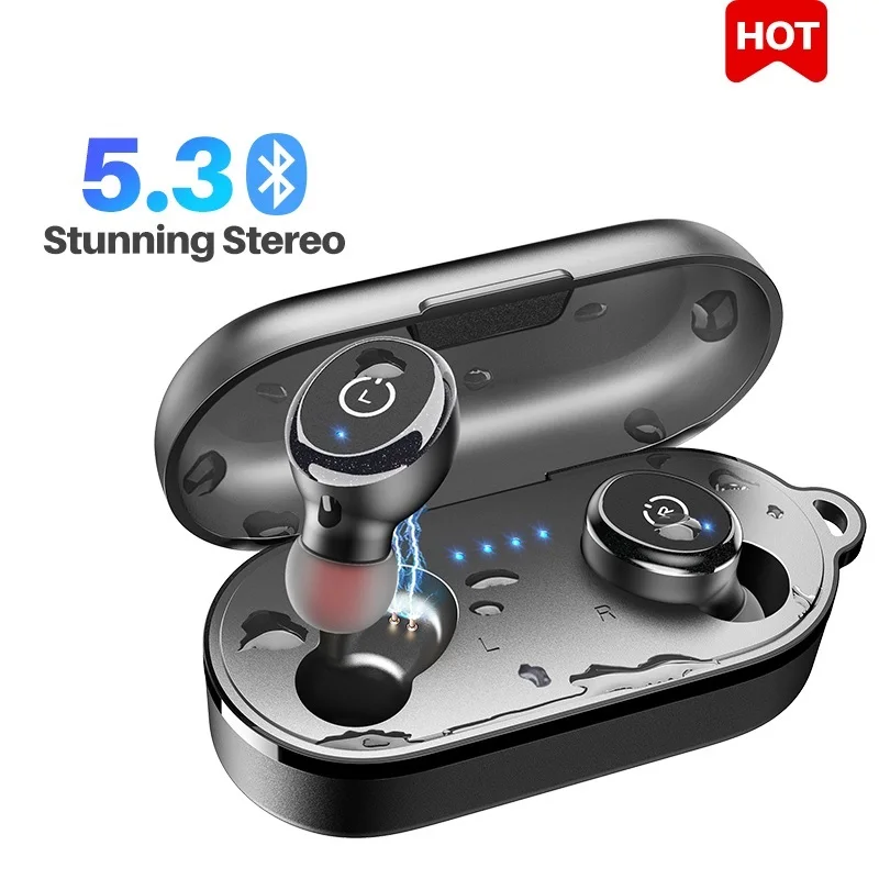 Top T10 Wireless Earphones ,Bluetooth Earbuds Premium Sound With Deep Bass, IPX8 Waterproof Headphones ,30 H For Sports