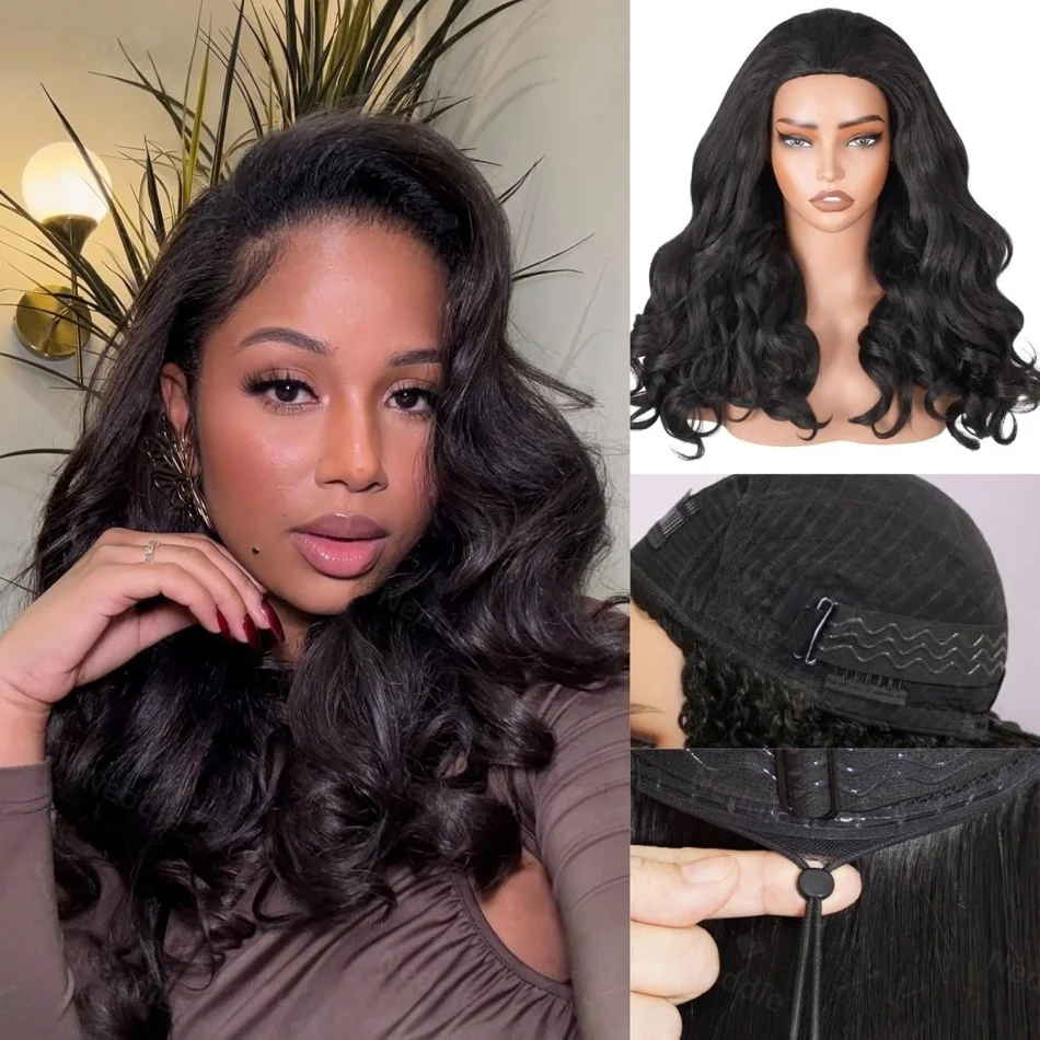 

3 In 1 Body Wave Flip Over Human Hair Wig Half Wigs Seamless Beginner Friendly Glueless Wear and Go Loose Wave Wig