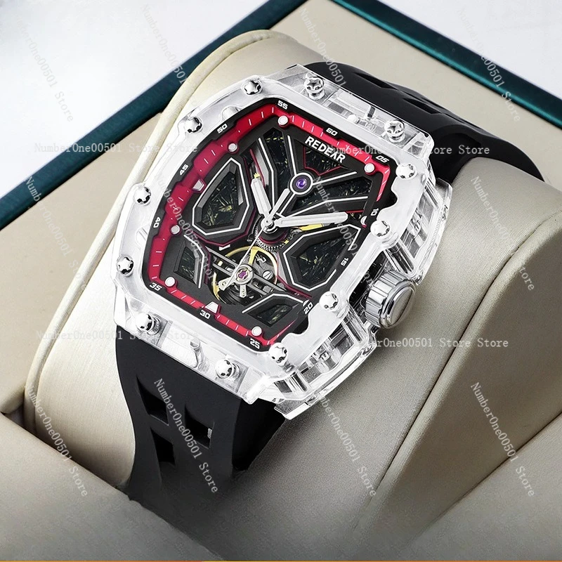 Automatic Skeleton Men's Watch Luminous 50m Waterproof Tonneau Shape Wholesale