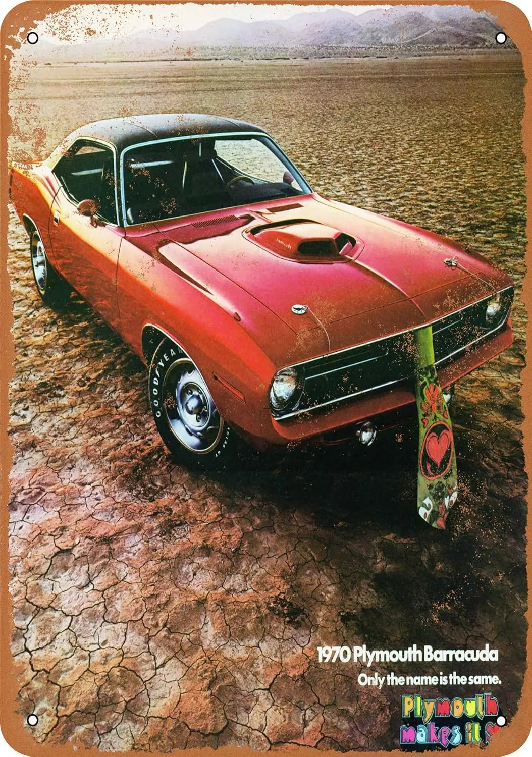 METAL SIGN - 1970 Barracuda - Vintage Rusty Look-aluminum