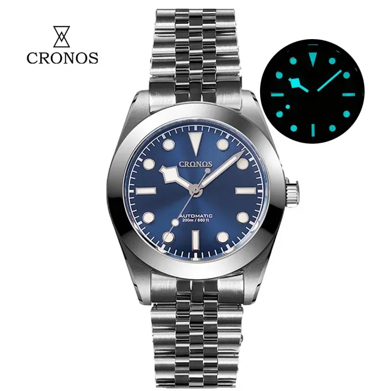 Cronos BB39 Watch For Man Business Dress NH35 Movement Automatic Mechanical Sapphire Snowflake Hands 20Bar Waterproof BGW-9 Lum