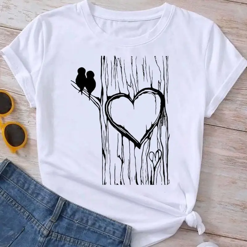 

Love Valentine Cute Graphic T Shirt Fashion Clothes Summer Tee Ladies Cartoon Clothing Short Sleeve Women T-shirt Female Top