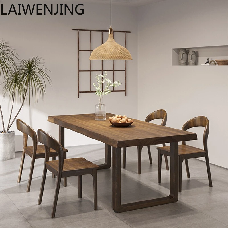 HLZ Jingjifeng Dining Table and Chair Set for Home Use, Pure Solid Wood Rectangular Dining Table