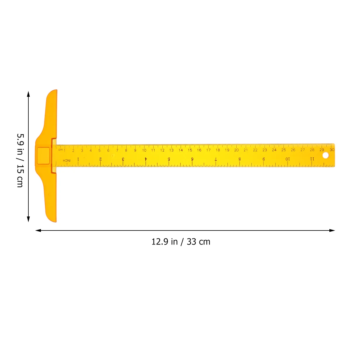 Règle de mesure de proximité à double échelle, outils de charpentier, carré, dessin clair, règle en T académique, forme en plastique, 2 pièces