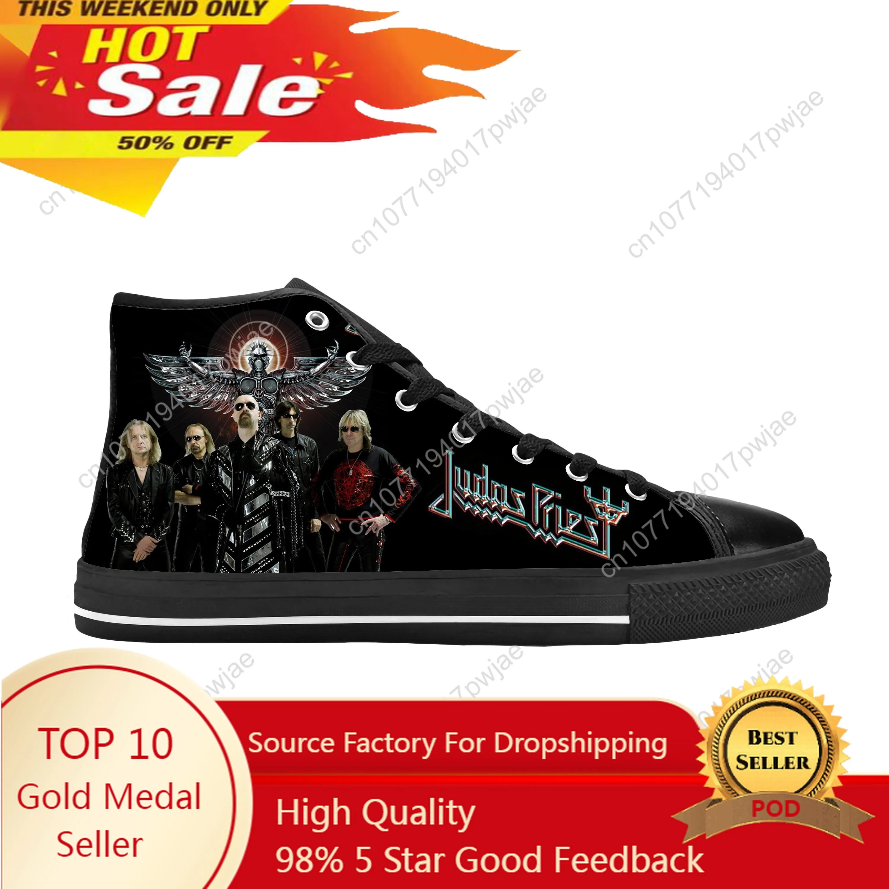 

Judas Priest Heavy Metal Rock N Roll Band Hip Hop Casual Cloth Shoes High Top Comfortable Breathable 3D Print Men Women Sneakers