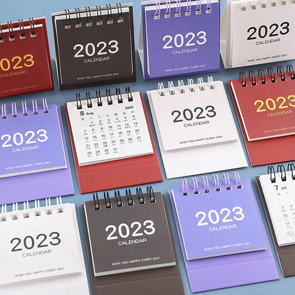 Attractive 2023 Calendar  Easy Page Flipping Solid Color Mini Desk Calendar  July 2022 to December 2023 Mini Desk Calendar