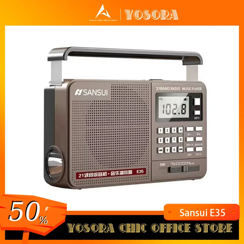 

Sansui E35 Full Band Radio Portable Mp3/Tf/U-Disk Music Hifi Bluetooth Digital Retro Radio Customized Player Speakers Man Gifts