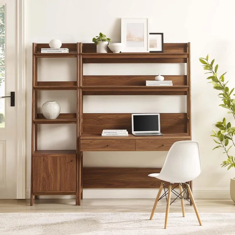 

Home office desk and bookshelf display cabinet, suitable for living room, bedroom use desk with drawers
