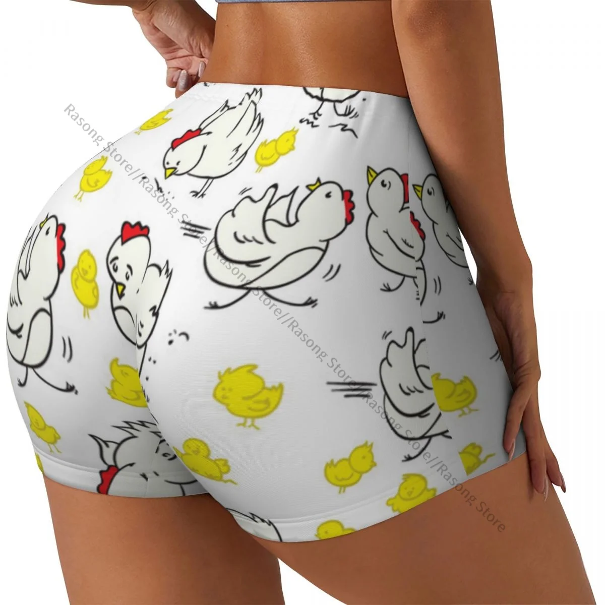 

Шорты для йоги из спандекса для женщин, шорты для тренировок с рисунком курицы