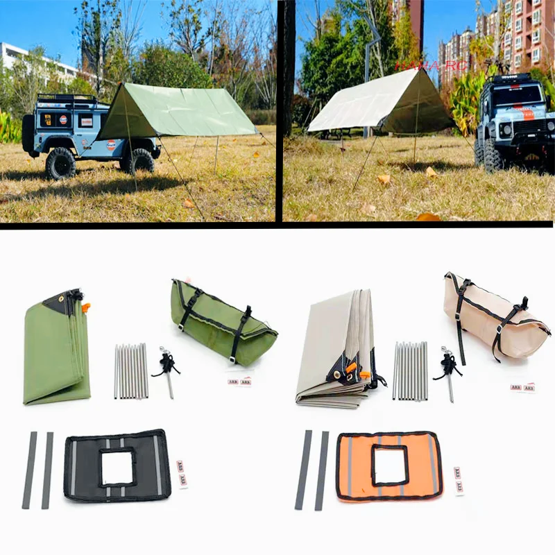 Simulated Canopy Outdoor Mood Accessories Set Suitable for 1/10 RC Crawler Car TRX4 SXC10 TRX6 Flag Luggage Bag Travel