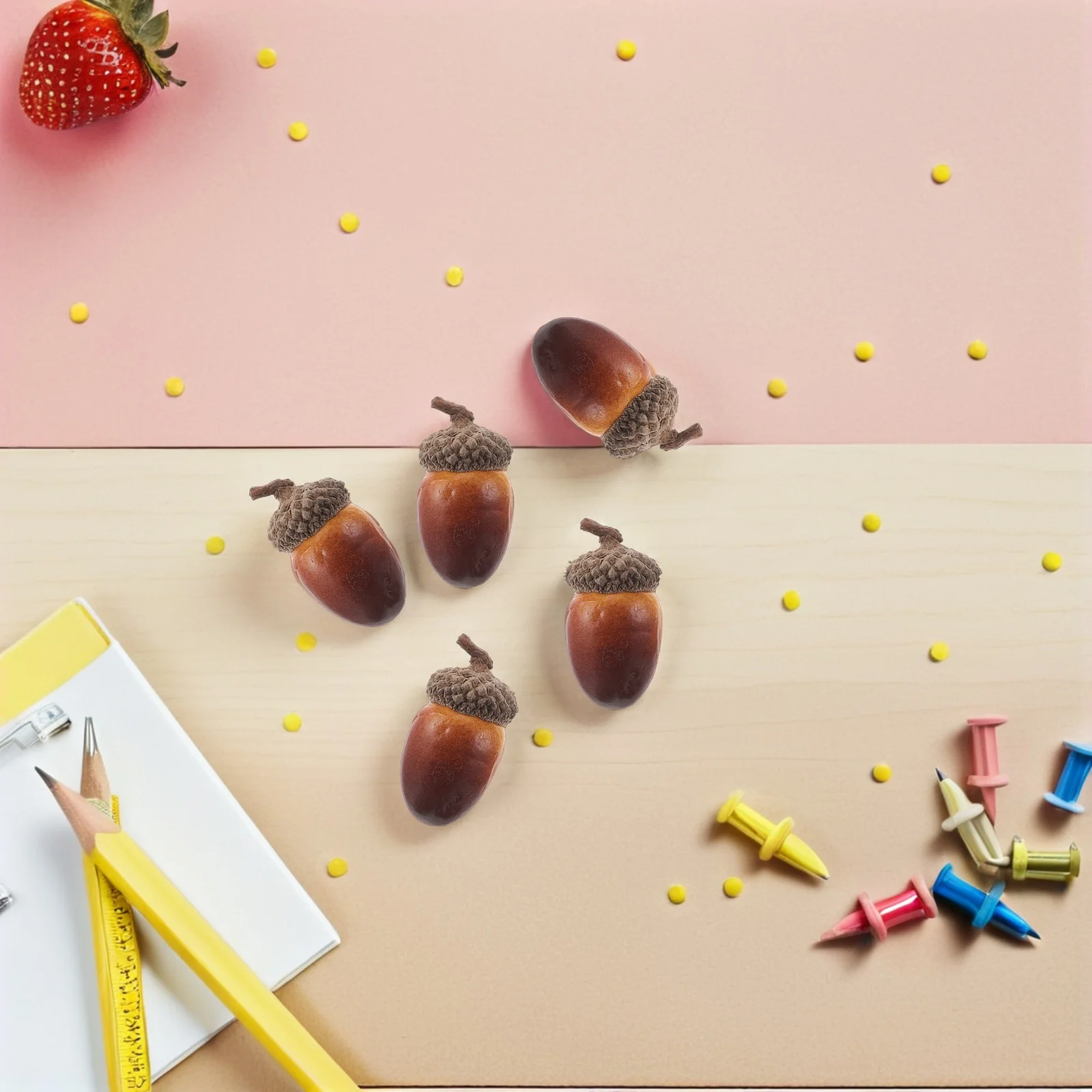 ลูกโอ๊กเทียม 40 ชิ้น ลูกโอ๊กปลอมขนาดเล็กเหมือนจริง ของตกแต่งสำหรับวันขอบคุณพระเจ้า ตกแต่งบ้าน ตกแต่งโต๊ะครัว สไตล์เรียบง่าย