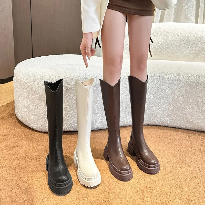 

Knight Boots for Women Spicy Girls Long Boots Thick Soled Straps Knee High Boots Sexy Style Women Shoes Women Pumps 41-173