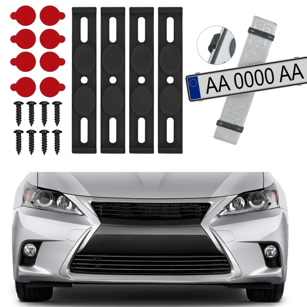 4Pcs Car License Plate Holder Frameless Universal Number Bracket Invisible Registration Plate Holder For All Vehicles Models