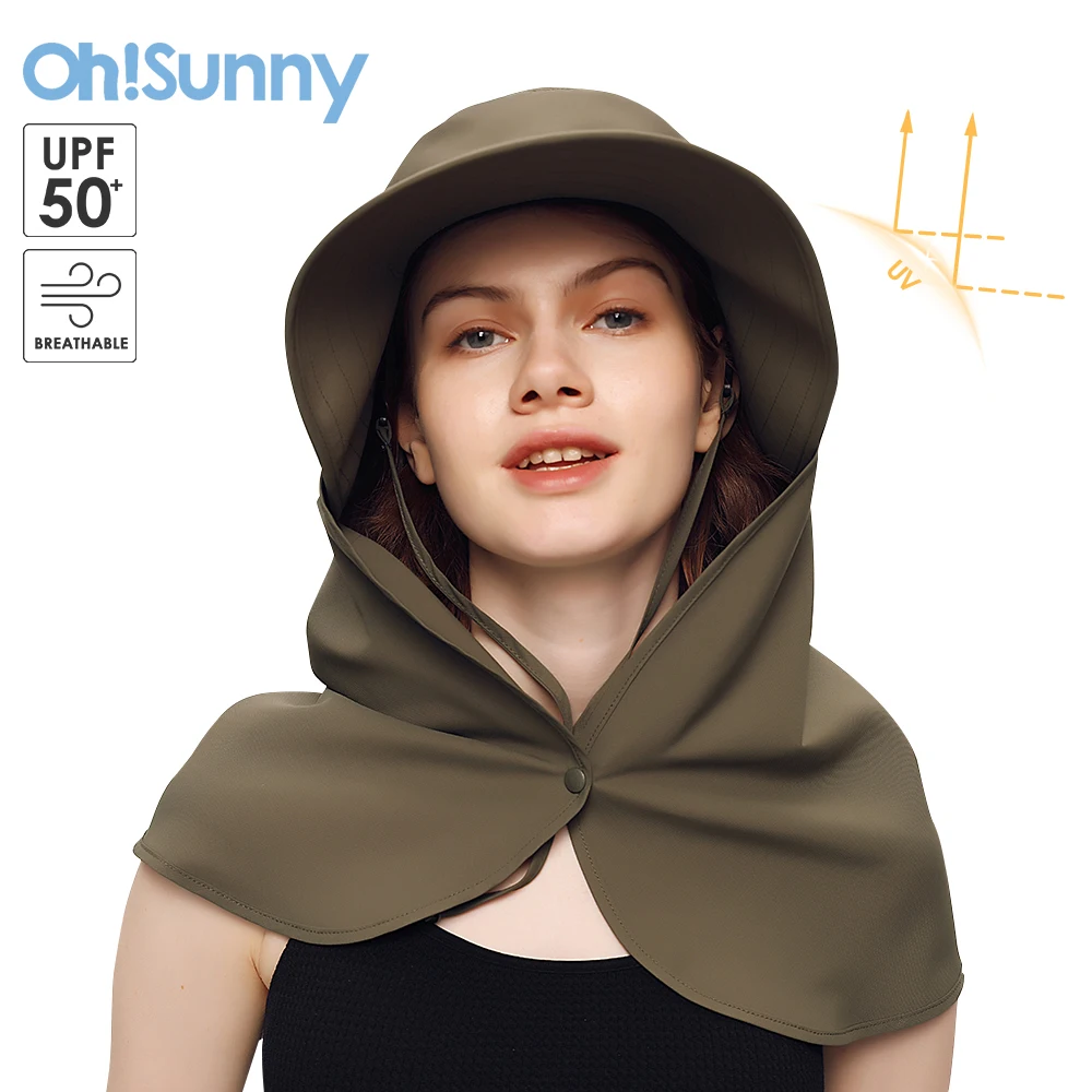 Ohsunny Sun hats Shawl Mask Three in one 2024 Women Sunscreen UPF1000+ Bucket Cap With Neck Face Protection for Outdoors Cycling