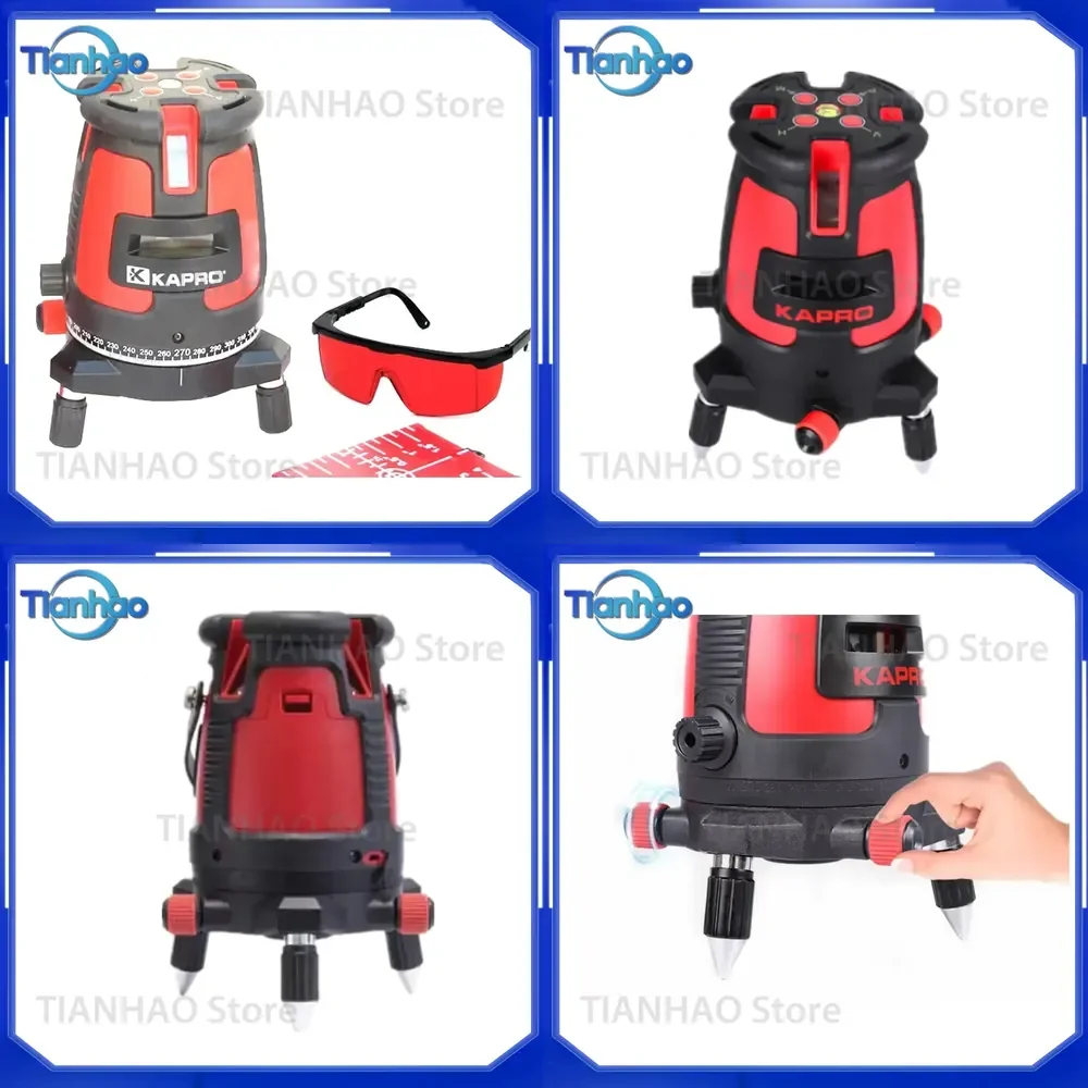 Laser Level for KAPRO 630-650NM 5-Line Outdoor Level with Horizontal and Vertical Red Cross Line Up to 30m Range