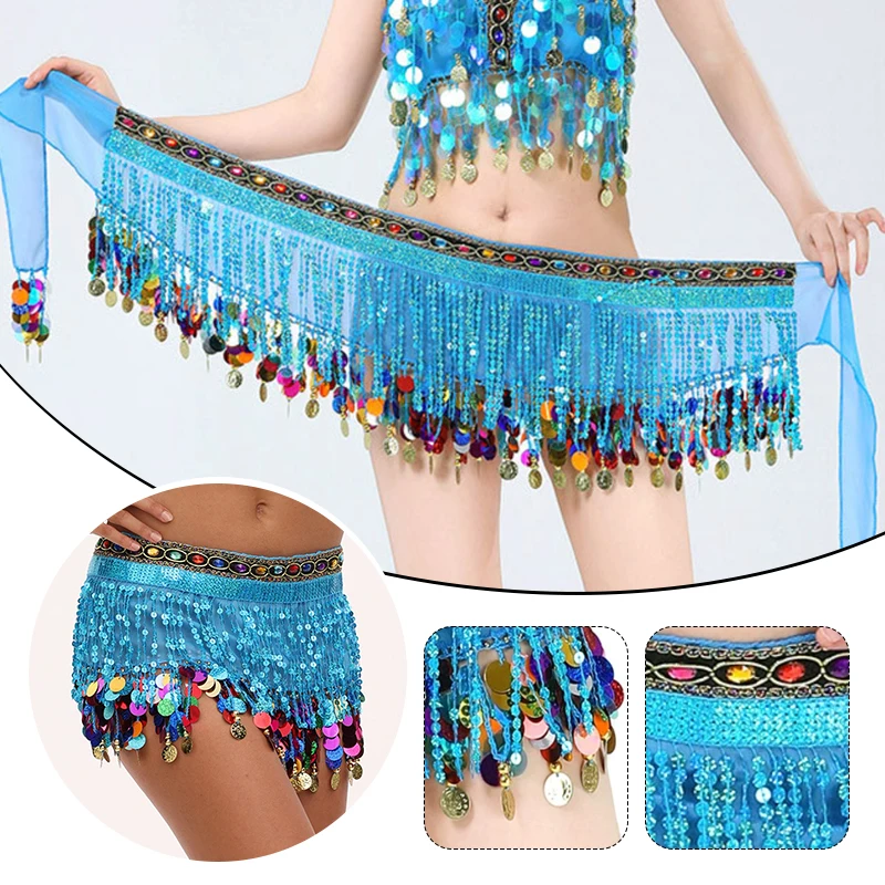 

Belly Dance Hip Scarf Sequin Tassel Belt Women Oriental Indian Dance Waist Chain Performance Costume Accessories